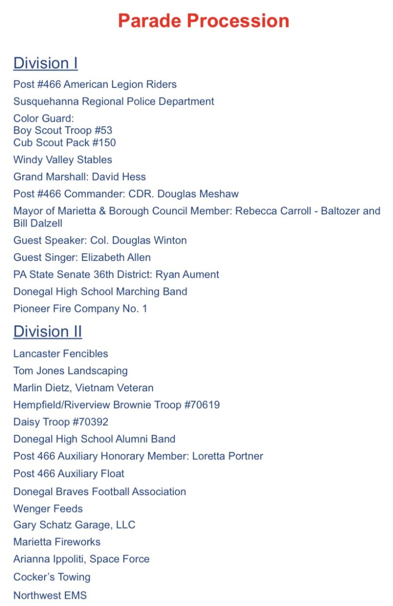 Memorial Day Parade 2023 Marietta, PA