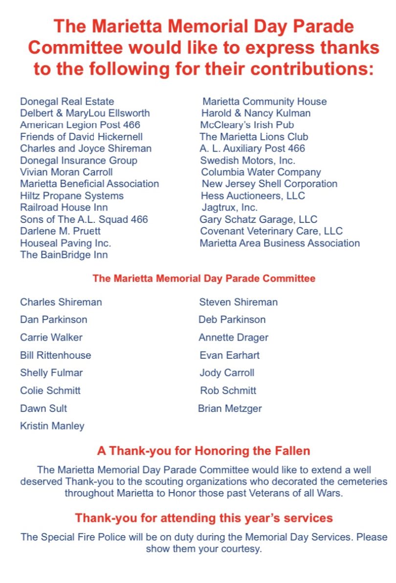 Memorial Day Parade 2023 Marietta, PA